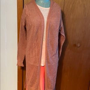 Light brown/copper long knit cover up XS